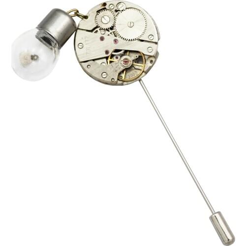 Watch Clock Movement Steampunk Bulb Lapel Stick Collar Pin Tie Hat Scarf Badge Broches TEA PARTY Anime Men Jewelry scarf buckle