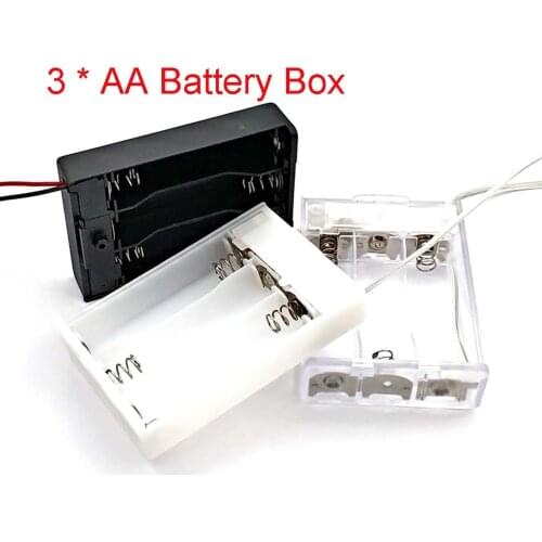 3 * AA Battery Holder Storage Case Box with Switch&Cover for 4.5V AA Batteries Standard Container Black White Transparent