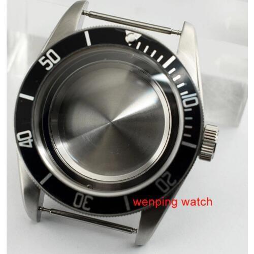 Corgeut 41mm Full Brushed stainless Sapphire glass Black/blue/red Bezel watch case for ETA 2836,2813; Miyota 82 series movement