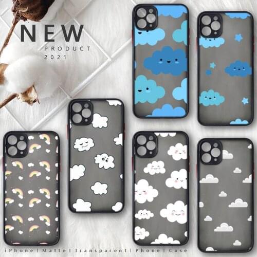 Cartoon clouds Phone Case Matte Transparent for iphone 11 12 pro mini XS XR X max 7 8 plus TPU Mobile bags shell funda cover