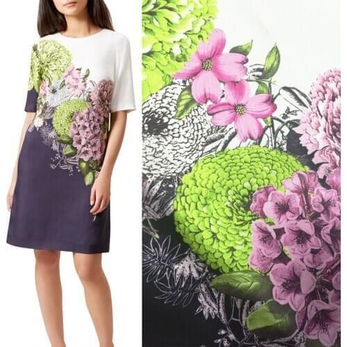 Digital Printed Fabric Processing Custom Retro Style Hand-painted Flower Sewing Material Fabrics by Meter Cloth Alibaba Com