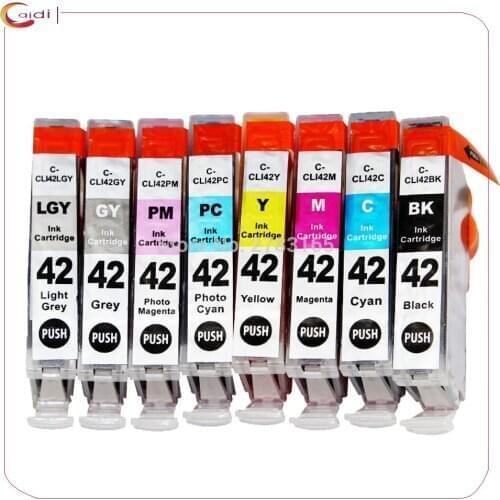 8-Pack K C M Y PC PM LGY GY) Ink Cartridges Compatible for Canon PIXMA Pro-100 printer CLI-42