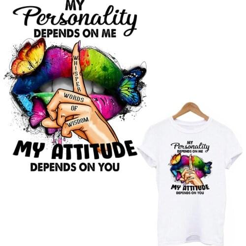 Colorful Lips Heart Transfer Patch Fashion Girl Patches On Clothing Personality Attitude Stickers DIY T-Shirt Iron On Sticker