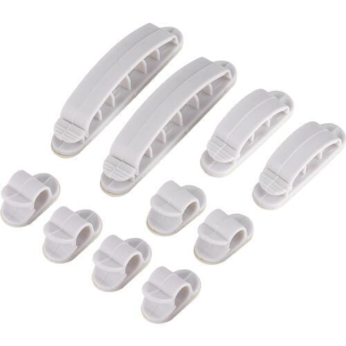 10Pcs Desktop Cable Holder 3 Size Clip Line Organizer Tool Cord Management Hooks For Office Home Usage White