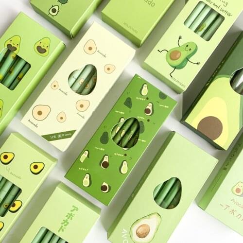 2pcs Avocado Season Fruit Gel Ink Pens Kawaii School Supplies Cute Avocado Pen Promotional Gift Stationery School Office Supply
