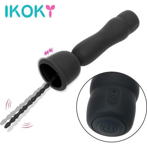 IKOKY 16 Mode Vibrator Silicone Penis Plug Male Chastity Device Urethral Dilators Catheters Sounds Sex Toys for Men Masturbation