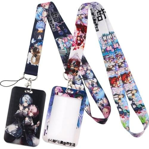 JF424 Anime Kawaii Girl Lanyard for Key Camera Whistle Cute ID Badge Holder Cell Phone Neck Strap Hanging Rope Gift