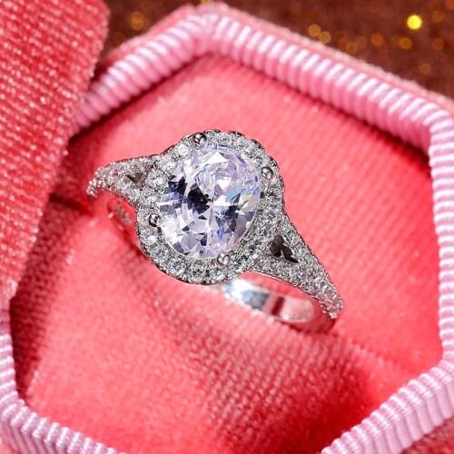 Huitan Delicate Oval CZ Stone Crystal Wedding Rings Bridal Brilliant Proposal Engagement Ring Women High-quality Fashion Jewelry