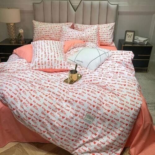 Pink Pornographic Book Print Bedding Bedding Set Sheets Duvet Cover Pillowcase Bed Sheet Family Twin Queen King Bed Set