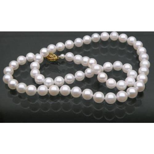 Genuine AAA 10-11mm Beautiful White Akoya pearls Necklace 24" 14k/20 Yellow Gold