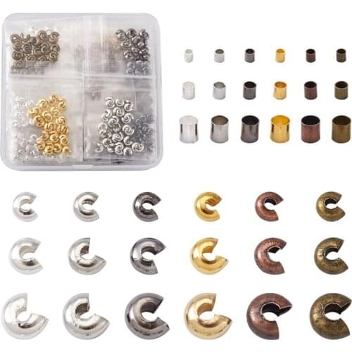1 box Brass Crimp Beads Covers Brass Crimp Beads End Cap for Jewelry Making DIY Bracelet Necklace Accessories Findings