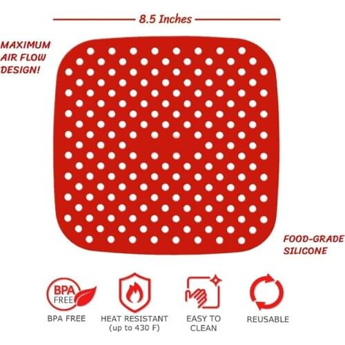 New Hot 7.5''/8.5'' Reusable Air Fryer Lining Silicone Pad for Square Air Fryer Accessories SMR88