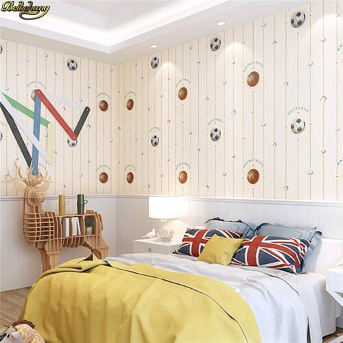 Beibehang Cute cartoon deerskin wallpaper roll childrens room bedroom Football basketball 3d wallpaper kids home improvement