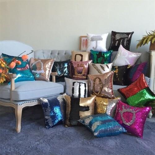 Single Side Sequins Pillow Case 23 Colors Mermaid Bright Sequin Pillowcase Reversible Party Home Decorative Cushion Cover