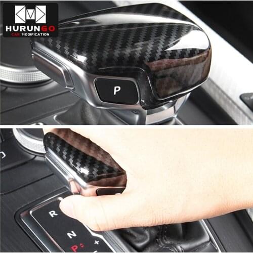 For Audi A4 B9 A5 Q7 shifter trim Auto Accessories Car Styling automatic speed gear shift knob head carbon fiber cover Sticker