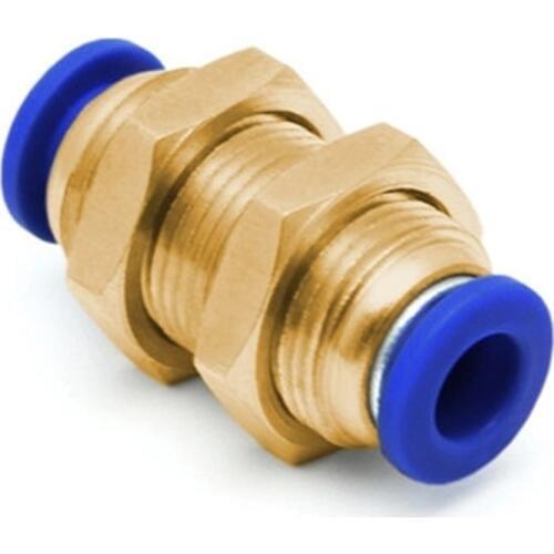 PM Air Pneumatic Straight Bulkhead Union 4mm-12mm OD Hose Tube One Touch Push Into Gas Connector Brass Quick Fitting