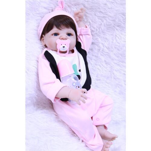 Lifelike girl doll reborn 22"55cm full body silicone reborn dolls creative child gift toy dolls bebe alive reborn