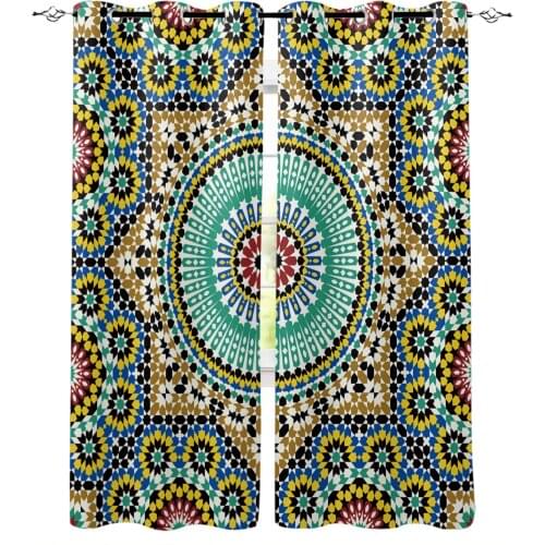 Luxury Curtains Morocco Colorful Flowers Arabesque Blackout Curtain for The Bedroom Home Decor Kitchen Blackout Curtain