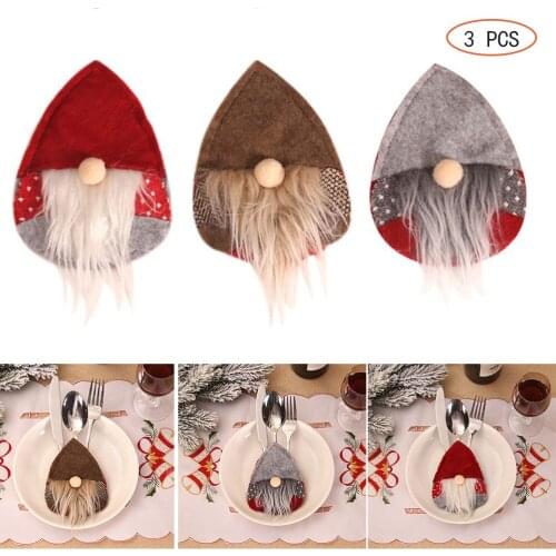 Christmas Santa Faceless Gnome Cutlery Holders Forks Bag Dinner Decor Unique And Exquisite The Best Gift High Quality Practical