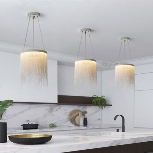 Modern Aluminum Chains Pendant Lamp suspension light for living room bedroom light fixture led lustres Window light Home Decor