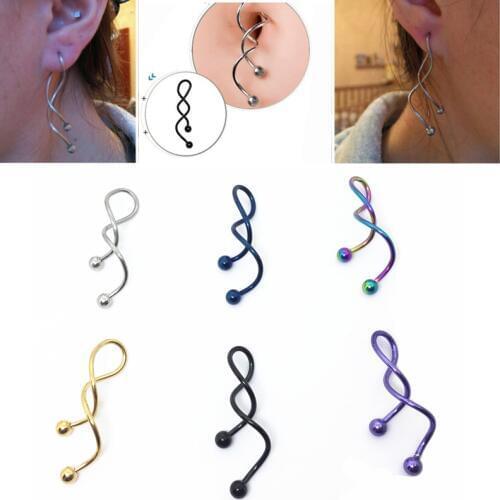 2Pcs Twist Spiral Ear Industrial Piercing Barbell 1.6*38mm Belly Button Ring Navel Piercing Nombril Ombligo Earring Ear Piercing