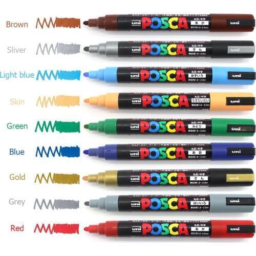Uni Posca PC-3M 0.9-1.3mm Paint Marker Pen Graffiti Water-based Colored Marker Pens Permanent Paint Markers Office Stationery