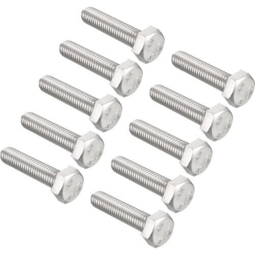 Uxcell M8 Thread 35mm 304 Stainless Steel Hex Screws Bolts 10pcs