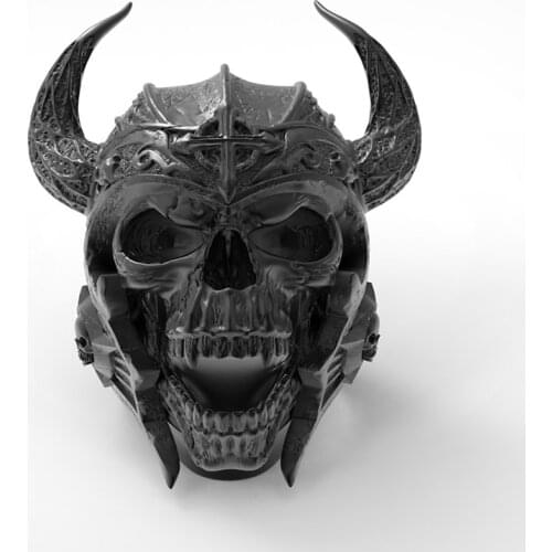 Vintage Mens Black Stainless Steel Skull Ring Gothic Punk Viking Knights Helmet Warrior Ring Cool Mens Rock Biker Jewelry