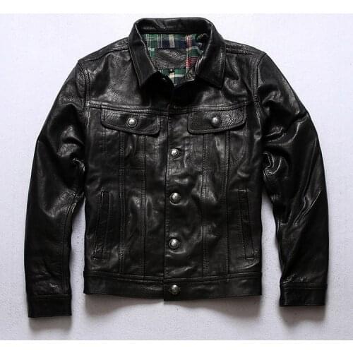 YR!Free shipping.men quality 1mm tanned goatskin jacket.black vintage casual 507 leather coat.slim rider leather clothes