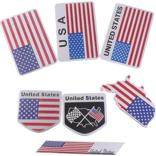 1 PCS 3D Aluminium Alloy American USA Map National Flag Emblem Badge Sticker Motorcycle Decal Car Styling