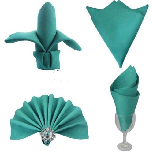 10Pcs/lot Teal Blue Square 18" Linen Napkin Diner Handkerchief Hanky Banequets Wedding For Pocket Hot Sale High Quality