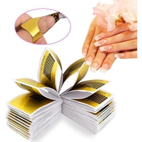 100 Pcs Nail Form Tips Nail Art Guide Form for Acrylic UV Gel Tip Nail Extension Sticker DIY Design Tools