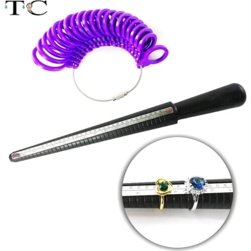 2pcs/lot Ring Size Mandrel Stick Finger Gauge Ring Sizer Measuring Jewelry Tool Set New