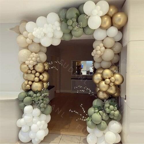 222Pcs Avocado Green Arch Garland Kit Balloon Set Gold Chrome Wedding Balloons Birthday Baby Shower Party Decoration Globos