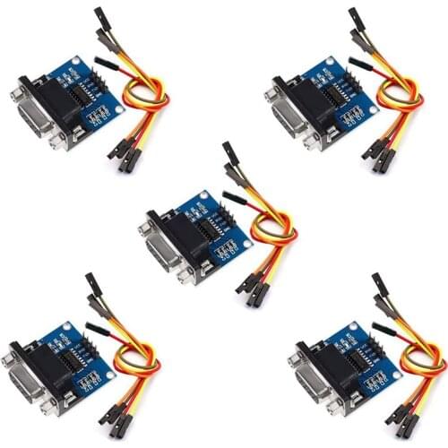 5 Pcs MAX3232 3.3V to 5V DB9 Female RS232 Serial Port to TTL Converter Module Root Connector for Equipment Upgrades