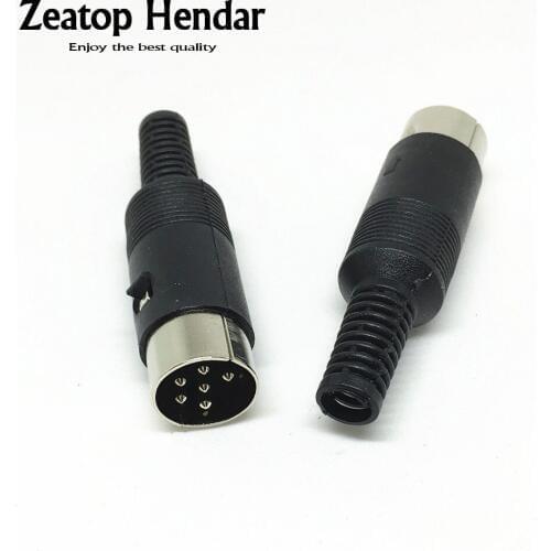 50Pcs New 6 Pin DIN Plug Male Solder Cable Connector with Plastic Handle for Computers Audio Video PC BBC
