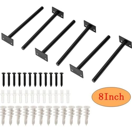6Pcs 8 Inch/ Round Concealed Bracket Invisible Partition Bracket Nail Concealed Furniture Shelf Bracket for Floating Wood Shelve