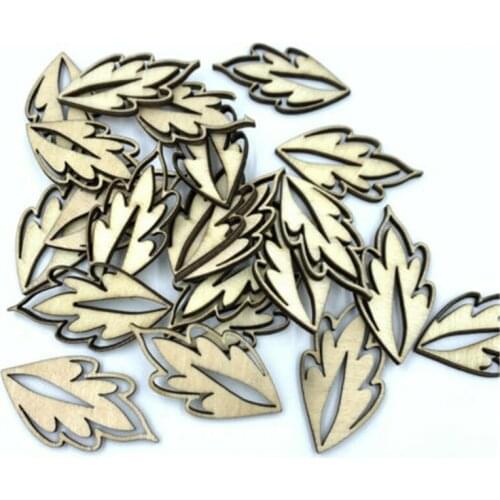 DIY 80pcs Wooden Hollow tree leaf Pendant Decoration Scrapbooking Accessories 50mm