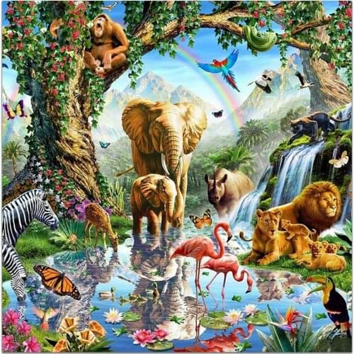 5D DIY Diamond Painting Forst Animals Elephant Cross Stitch Kit Full Drill Embroidery Art Picture of Rhinestones Home Decor