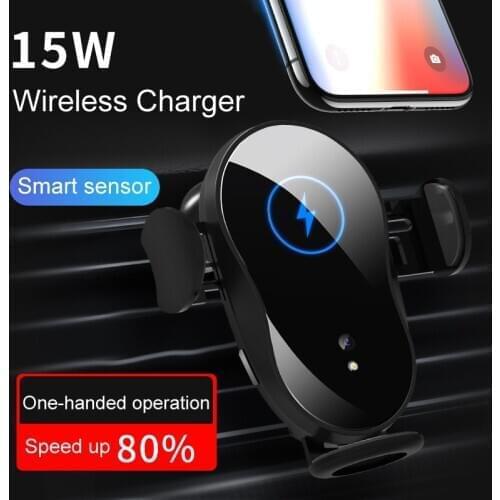 Automatic Clamping 15W Qi Car Wireless Charger For iPhone 11 Pro X Xs MAX Infrared Induction Fast Charger Stand Car Phone Holder