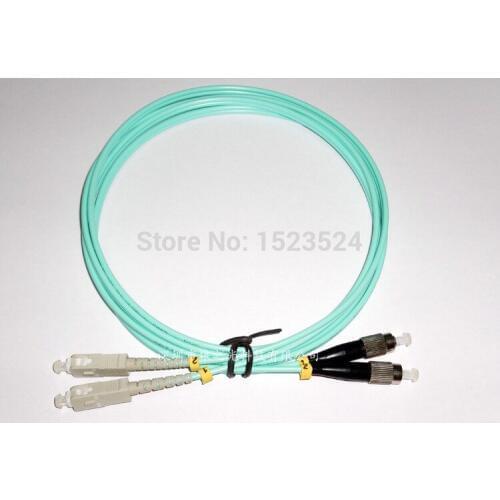 Free Shipping 5pcs/lot SC-FC OM3 10G 3 Meters 2mm Multimode Duplex 50/125um PVC SC to FC Fiber Optic Patch Cord