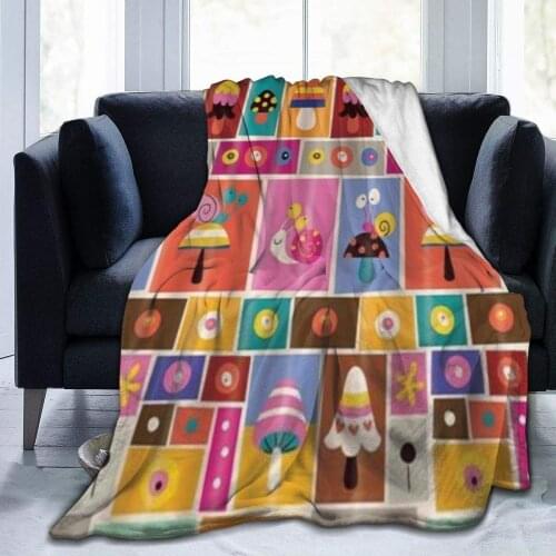 Throw Blanket for Kids Teens Adults Lightweight Soft Warm Cartoon Snail Lying On Mushroom Puzzle Microfiber All Season Living