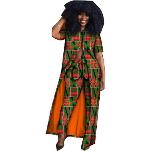 Summer 2 Piece African Clothing Dashiki Pant and Long Top African Print Clothing Bazin Plus Size 6xl African Outfits WY610