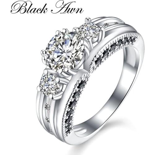 BLACK AWN 2021 New Genuine 100% Sterling 925 Silver Jewelry Engagement Rings for Women Gift C319