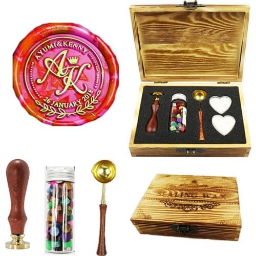 Signature custom Personalized Names Letters Monogram Date Wax Seal Stamp Gift Packing Greeting Card Party Invitation