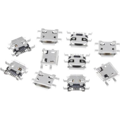 10 Pcs Micro USB Type B Female Socket Connector 5Pin 0.72mm For Phone Tablet Charging