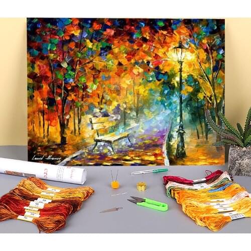 Bench Lost Love Printed Canvas 11CT Cross-Stitch Embroidery Complete Kit DMC Threads Painting Handmade Hobby Sewing Different