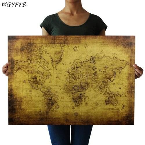 World Treasure Map Kraft Paper Poster Home Decoration Painting Wall Sticker 72.5x51.5cm