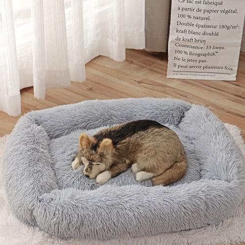 Square Super Soft Dog Bed Warm Plush Cat Mat Dog Beds For Large Dogs Puppy Bed House Nest Long Plush Pet Warm Sleeping Mats