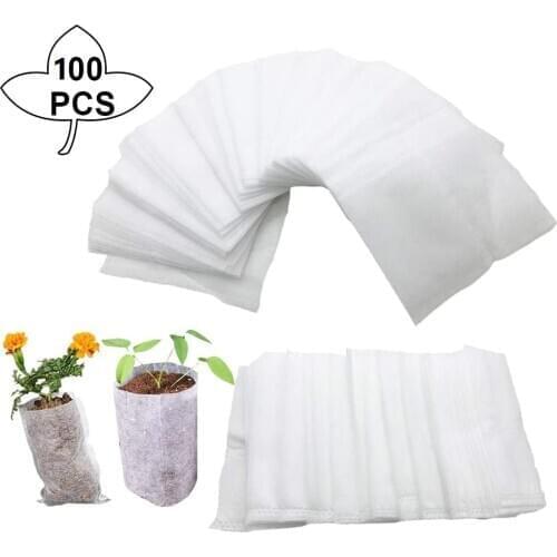Home Garden Use Biodegradable Seed Nursery Bags Non-Woven Plants Grow Bags Fabric Seedling Pots Plants Pouches 4 Sizes